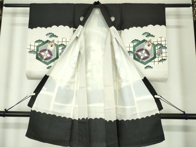 平和屋着物[]お宮参り　男の子　祝着　産着　初着　のしめ　鷹　鷲　宝尽くし松文　逸品　DABK5196ea