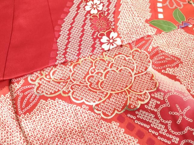 平和屋着物[]七五三　女の子　３歳　祝着　三つ身　御所車鹿の子花文　暈し染め　金銀彩　逸品　DABK5202ea