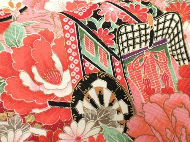 平和屋着物[]お宮参り　女の子　祝着　産着　初着　のしめ　御所車花文　金彩　逸品　DABK5209ea