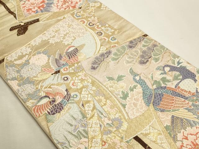平和屋本店▼六通柄袋帯　間道　九百錦　衣祈花鳥文　24Ｋ本金箔　正絹　逸品　DABK5524sf