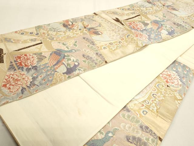 平和屋本店▼六通柄袋帯　間道　九百錦　衣祈花鳥文　24Ｋ本金箔　正絹　逸品　DABK5524sf