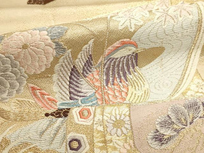 平和屋本店▼六通柄袋帯　間道　九百錦　衣祈花鳥文　24Ｋ本金箔　正絹　逸品　DABK5524sf