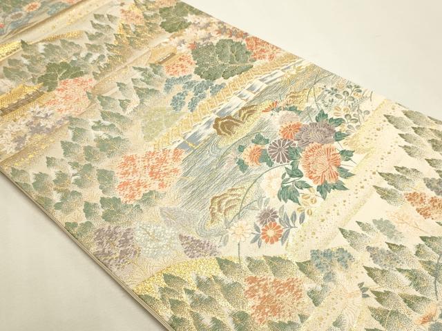 平和屋本店▼六通柄袋帯　唐織　京名所　石庭　本金箔　正絹　逸品　DABK5527sf