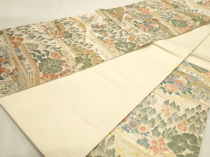 平和屋本店▼六通柄袋帯　唐織　京名所　石庭　本金箔　正絹　逸品　DABK5527sf
