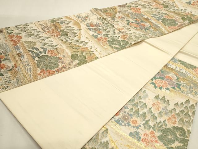 平和屋本店▼六通柄袋帯　唐織　京名所　石庭　本金箔　正絹　逸品　DABK5527sf