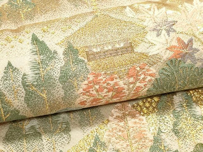平和屋本店▼六通柄袋帯　唐織　京名所　石庭　本金箔　正絹　逸品　DABK5527sf