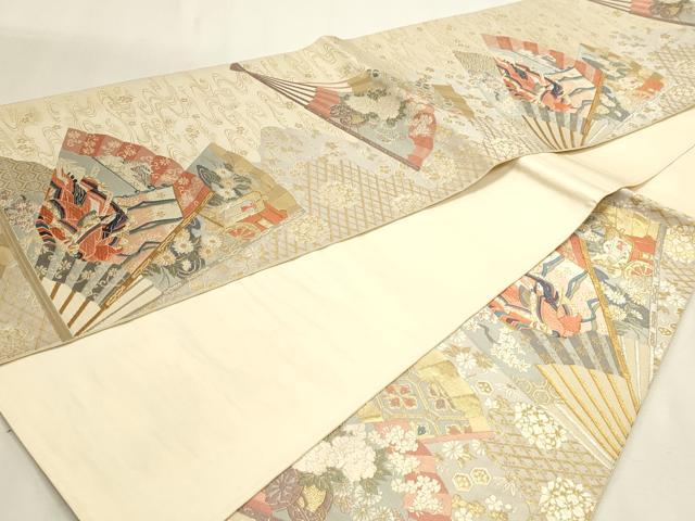 平和屋本店▼六通柄袋帯　唐織　人物御所車花文　本金箔24Ｋ　正絹　逸品　DABK5529sf
