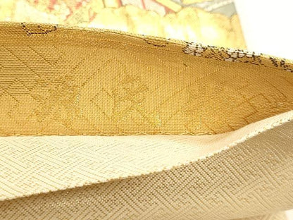 平和屋本店▼六通柄袋帯　京三景　源氏物語　本金箔　正絹　逸品　DABK5530sf