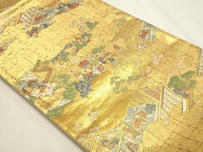 平和屋本店▼六通柄袋帯　京三景　源氏物語　本金箔　正絹　逸品　DABK5530sf