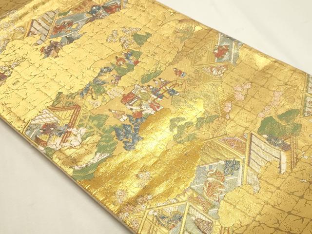 平和屋本店▼六通柄袋帯　京三景　源氏物語　本金箔　正絹　逸品　DABK5530sf