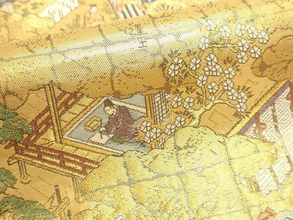 平和屋本店▼六通柄袋帯　京三景　源氏物語　本金箔　正絹　逸品　DABK5530sf