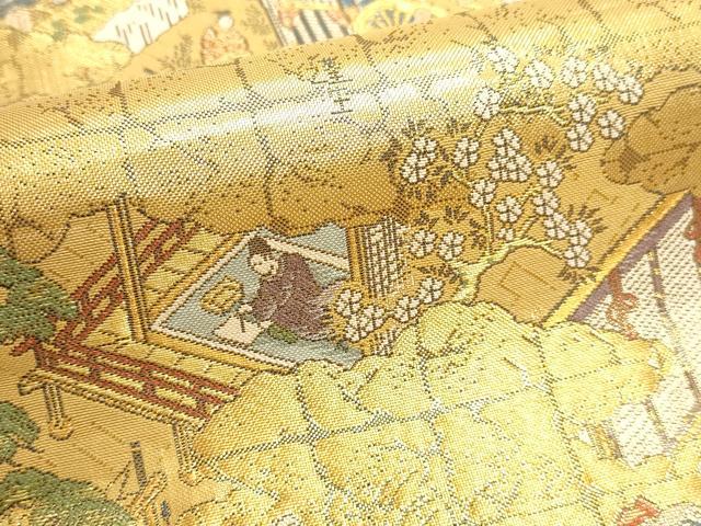 平和屋本店▼六通柄袋帯　京三景　源氏物語　本金箔　正絹　逸品　DABK5530sf