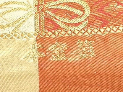 平和屋本店▼六通柄袋帯　花鳥文　本金箔　正絹　逸品　DABK5534sf