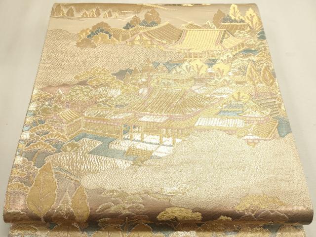 平和屋本店▼六通柄袋帯　平等院全景　純金二重箔　正絹　逸品　DABK5536sf