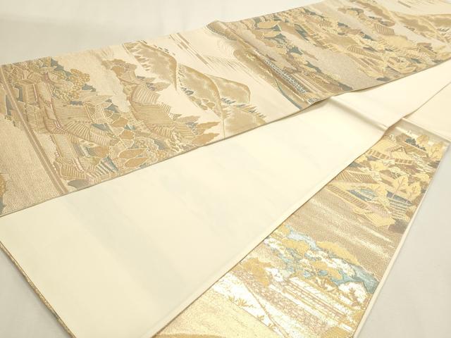 平和屋本店▼六通柄袋帯　平等院全景　純金二重箔　正絹　逸品　DABK5536sf