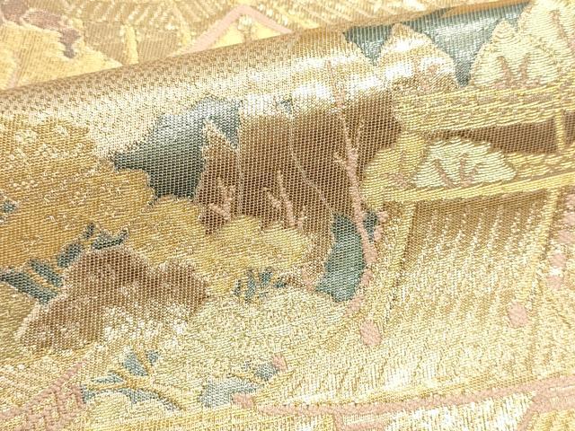 平和屋本店▼六通柄袋帯　平等院全景　純金二重箔　正絹　逸品　DABK5536sf