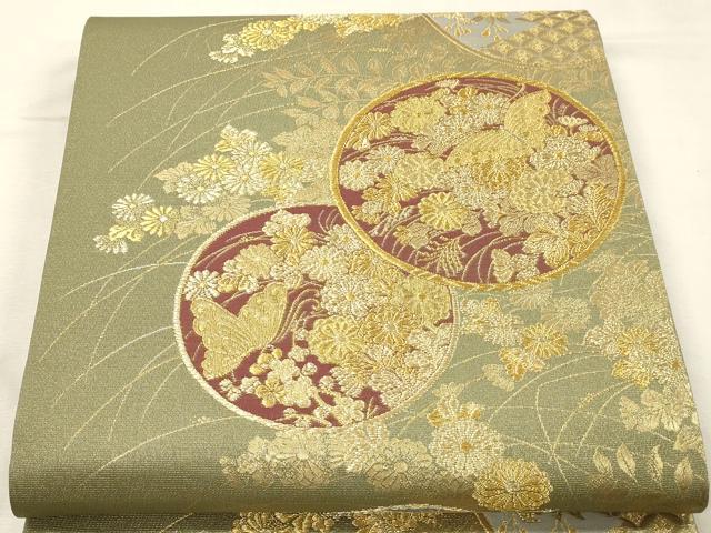 平和屋本店▼六通柄袋帯　蒔絵　本金箔　証紙付き　正絹　逸品　DABK5538sf