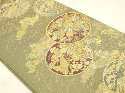 平和屋本店▼六通柄袋帯　蒔絵　本金箔　証紙付き　正絹　逸品　DABK5538sf