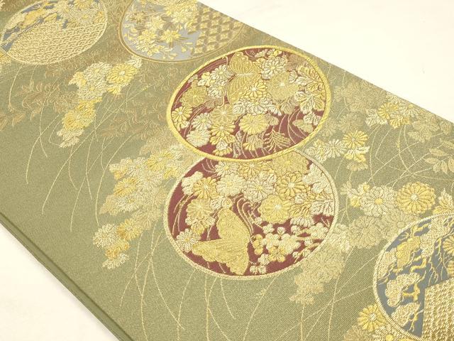 平和屋本店▼六通柄袋帯　蒔絵　本金箔　証紙付き　正絹　逸品　DABK5538sf