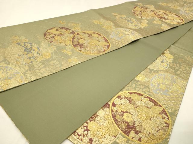 平和屋本店▼六通柄袋帯　蒔絵　本金箔　証紙付き　正絹　逸品　DABK5538sf
