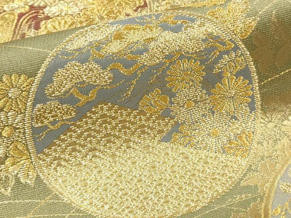 平和屋本店▼六通柄袋帯　蒔絵　本金箔　証紙付き　正絹　逸品　DABK5538sf