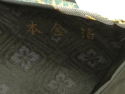平和屋本店▼西陣　とみや織物謹製　六通柄袋帯　唐織　繍魔錦　双鶴花唐草文　黒地　本金箔　証紙付き　正絹　逸品　DABK5540sf