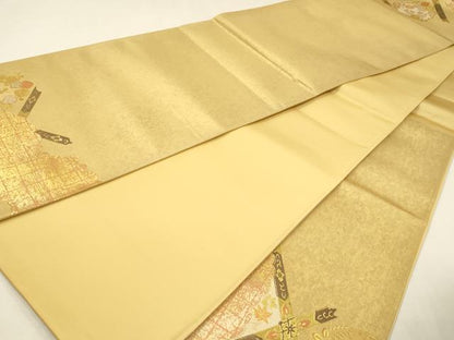 平和屋本店▼太鼓柄袋帯　天井花文　本金摺漆箔　正絹　逸品　DABK5541sf