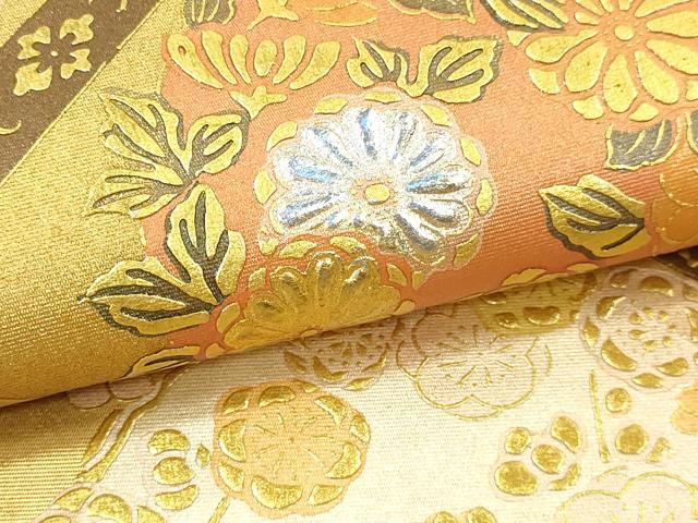 平和屋本店▼太鼓柄袋帯　天井花文　本金摺漆箔　正絹　逸品　DABK5541sf