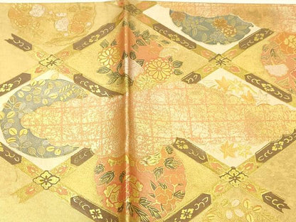 平和屋本店▼太鼓柄袋帯　天井花文　本金摺漆箔　正絹　逸品　DABK5541sf