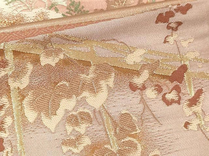 平和屋本店▼六通柄袋帯　九百錦　飛鶴花文　純金箔　正絹　逸品　DABK5543sf