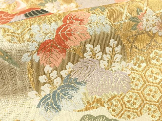 平和屋本店▼六通柄袋帯　唐織　鳳凰四季花文　本金箔　正絹　逸品　DABK5546sf