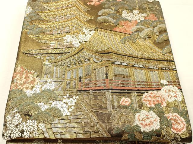 平和屋本店▼六通柄袋帯　奈良室生寺　本金箔　正絹　逸品　DABK5548sf