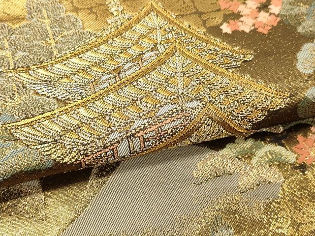 平和屋本店▼六通柄袋帯　奈良室生寺　本金箔　正絹　逸品　DABK5548sf