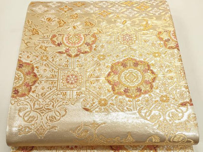 平和屋本店▼六通柄袋帯　正倉院花文　純金二重箔　正絹　逸品　DABK5558sf