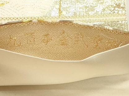 平和屋本店▼六通柄袋帯　春秋脱映文　九百本金弐重織　正絹　逸品　DABK5561sf
