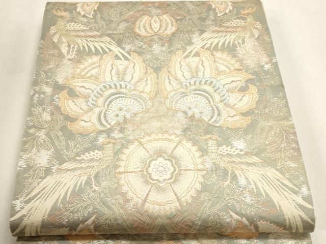 平和屋本店▼六通柄　本袋帯　更紗花鳥文　純金二重箔24Ｋ　正絹　逸品　DABK5567sf
