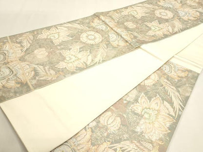 平和屋本店▼六通柄　本袋帯　更紗花鳥文　純金二重箔24Ｋ　正絹　逸品　DABK5567sf