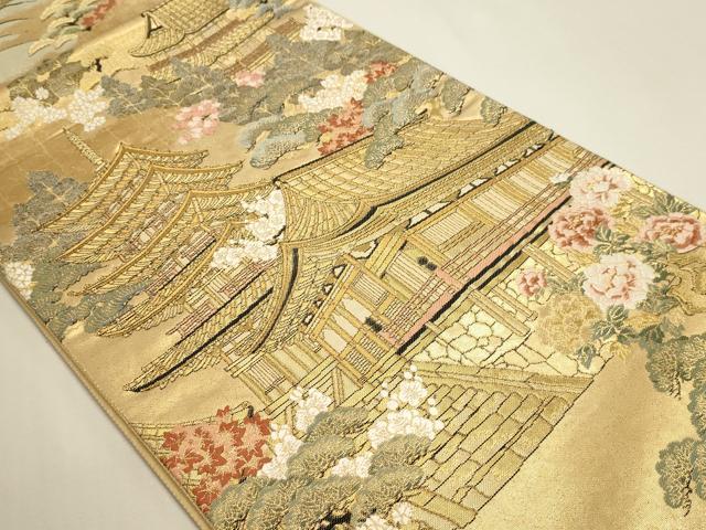平和屋本店▼六通柄袋帯　風景文　本金箔　正絹　逸品　DABK5569sf