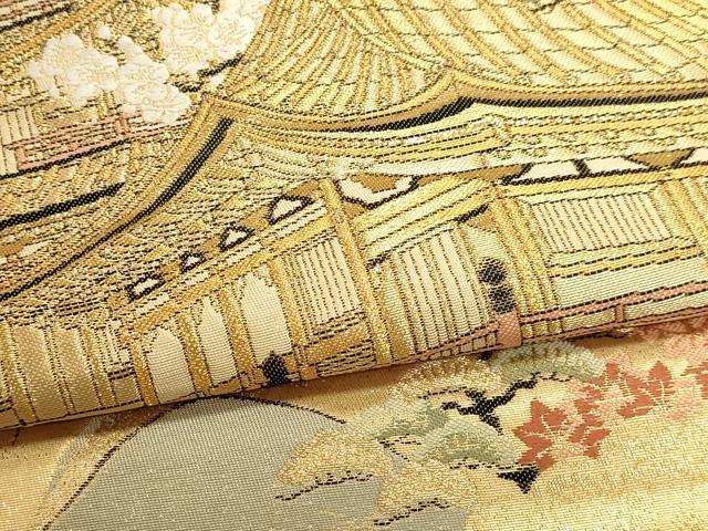 平和屋本店▼六通柄袋帯　風景文　本金箔　正絹　逸品　DABK5569sf