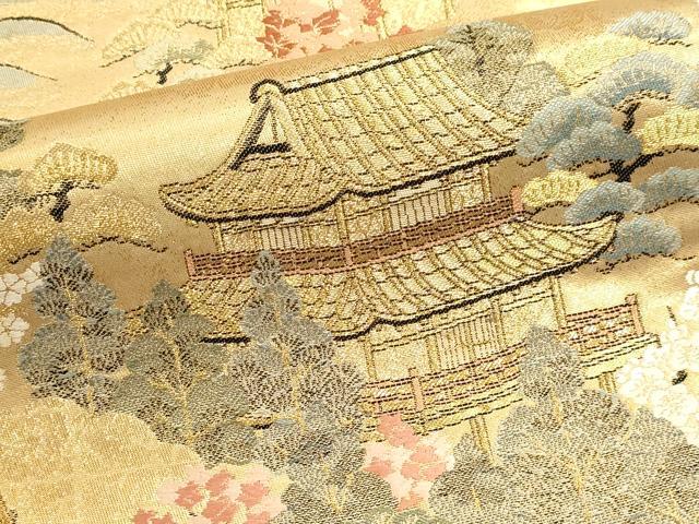 平和屋本店▼六通柄袋帯　風景文　本金箔　正絹　逸品　DABK5569sf