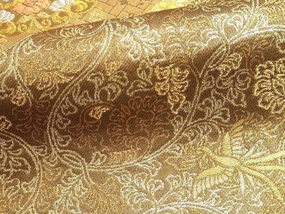 平和屋本店▼六通柄袋帯　正倉院花唐草文　純金二重箔　正絹　逸品　DABK5571sf