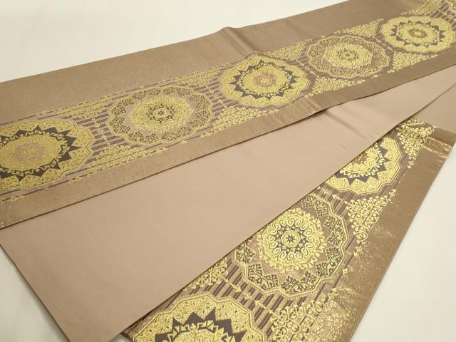 平和屋本店▼六通柄袋帯　正倉院花文　本金箔　正絹　逸品　DABK5573sf