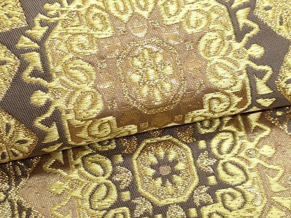 平和屋本店▼六通柄袋帯　正倉院花文　本金箔　正絹　逸品　DABK5573sf