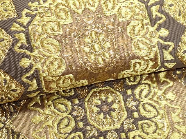 平和屋本店▼六通柄袋帯　正倉院花文　本金箔　正絹　逸品　DABK5573sf