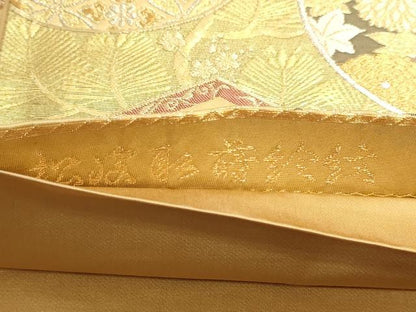 平和屋本店▼六通柄袋帯　松皮取蒔絵紋　本金箔　正絹　逸品　DABK5574sf