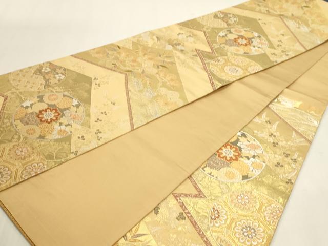 平和屋本店▼六通柄袋帯　松皮取蒔絵紋　本金箔　正絹　逸品　DABK5574sf