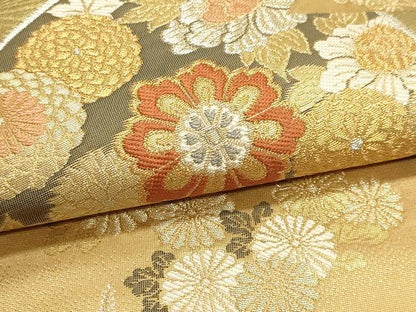 平和屋本店▼六通柄袋帯　松皮取蒔絵紋　本金箔　正絹　逸品　DABK5574sf