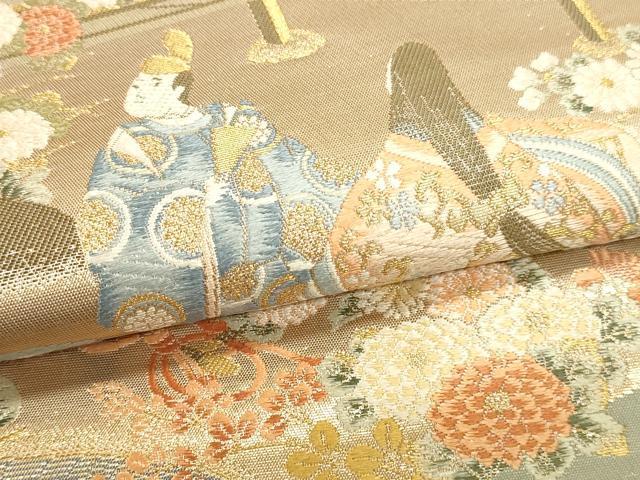 平和屋本店▼六通柄袋帯　人物風景文　本金二重箔　正絹　逸品　DABK5577sf