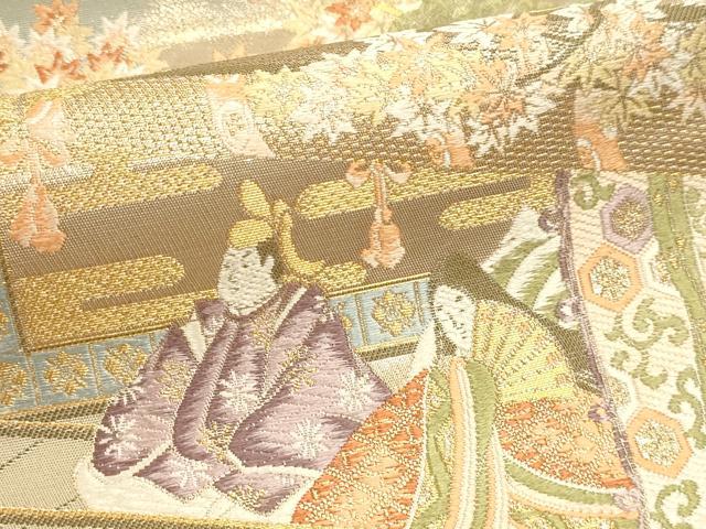 平和屋本店▼六通柄袋帯　人物風景文　本金二重箔　正絹　逸品　DABK5577sf