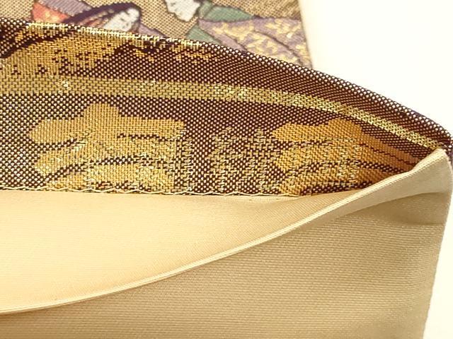 平和屋本店▼全通全景柄袋帯　人物風景文　本金箔　正絹　逸品　DABK5578sf